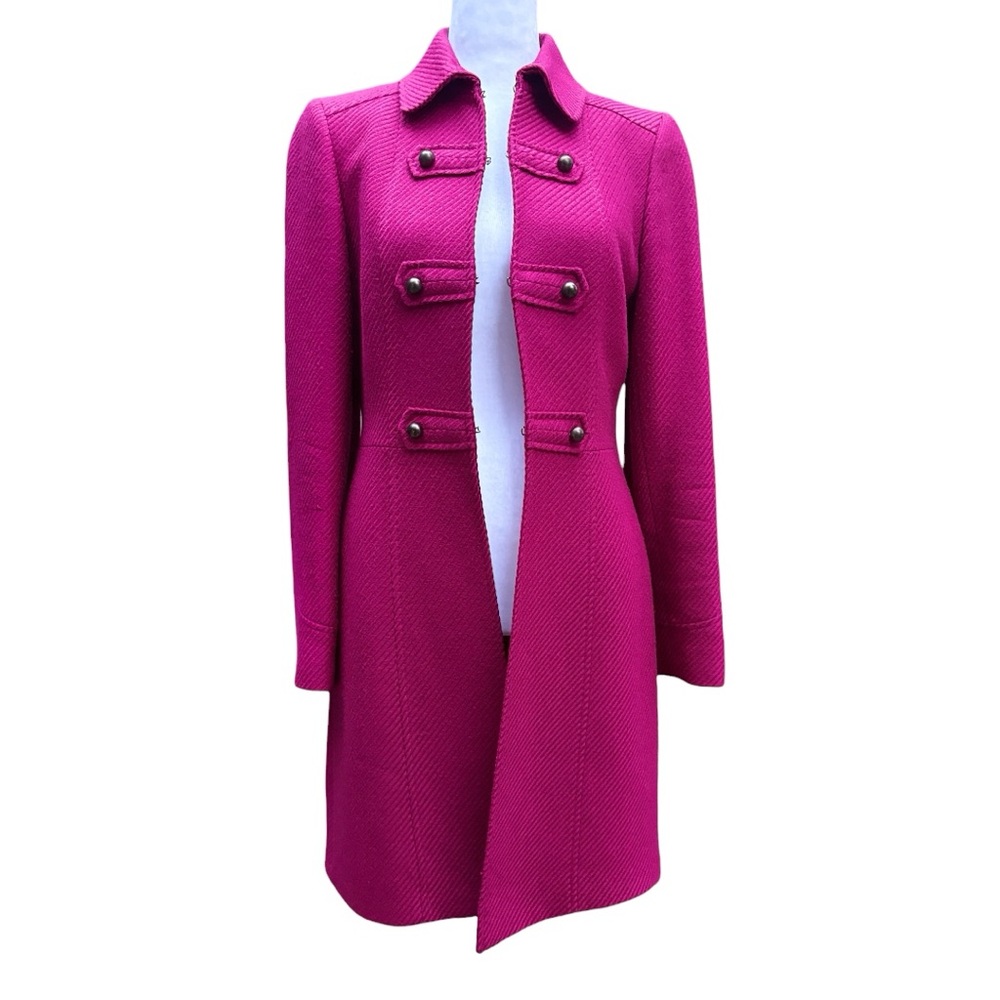 Isabella DeMarco Women's Fuchsia Pink Military Overcoat | 2 - Picture 5 of 10